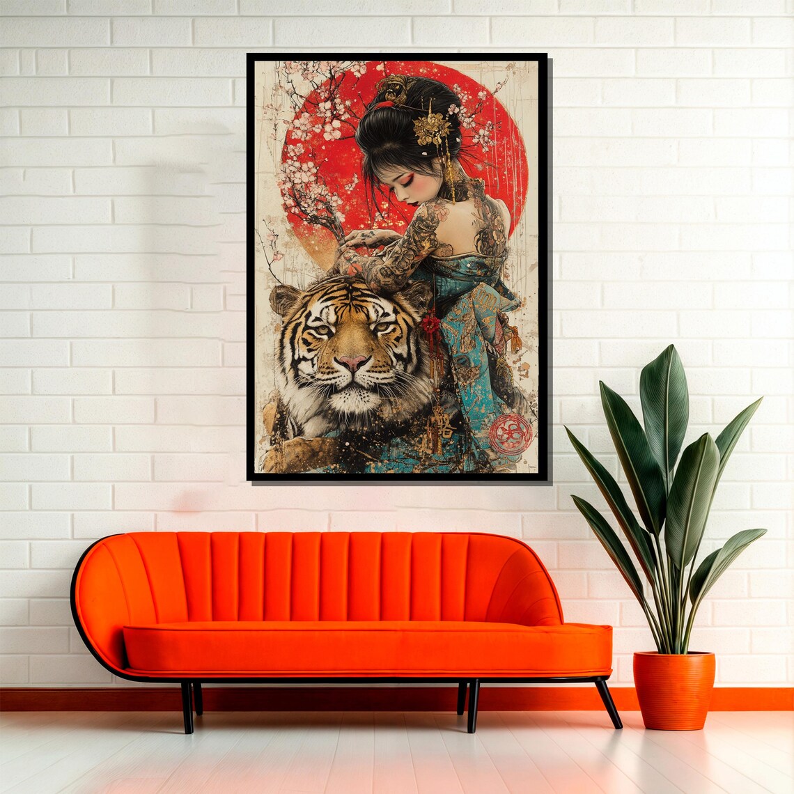 Tattooed Japanese Woman And Tiger, Asian Power And Beauty - Image 2