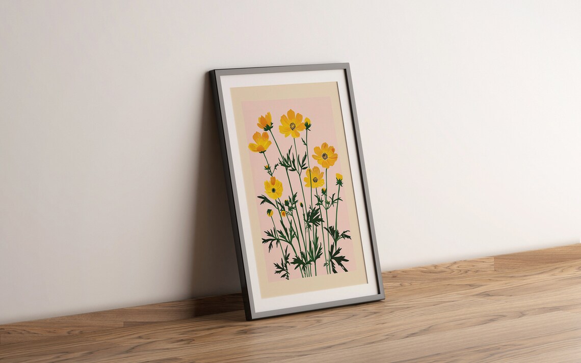 October Birth Flower Cosmos Botanical Art Print - Image 3