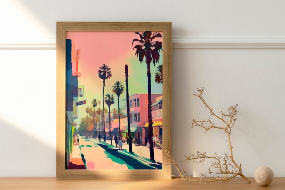 Santa Monica Palm Trees Beach House Art Print - Image 3