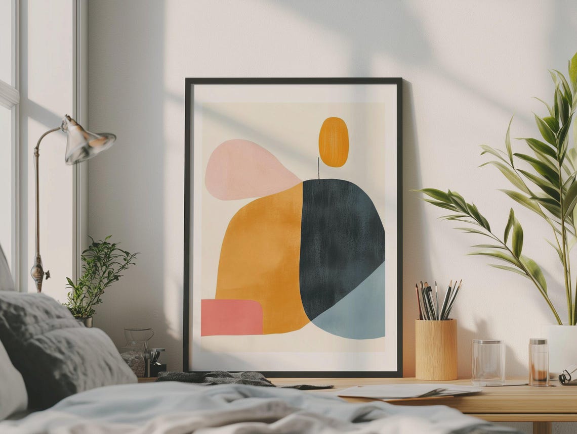 Terracotta Orange and Charcoal Modern Abstract Organic Shapes Poster - Image 4