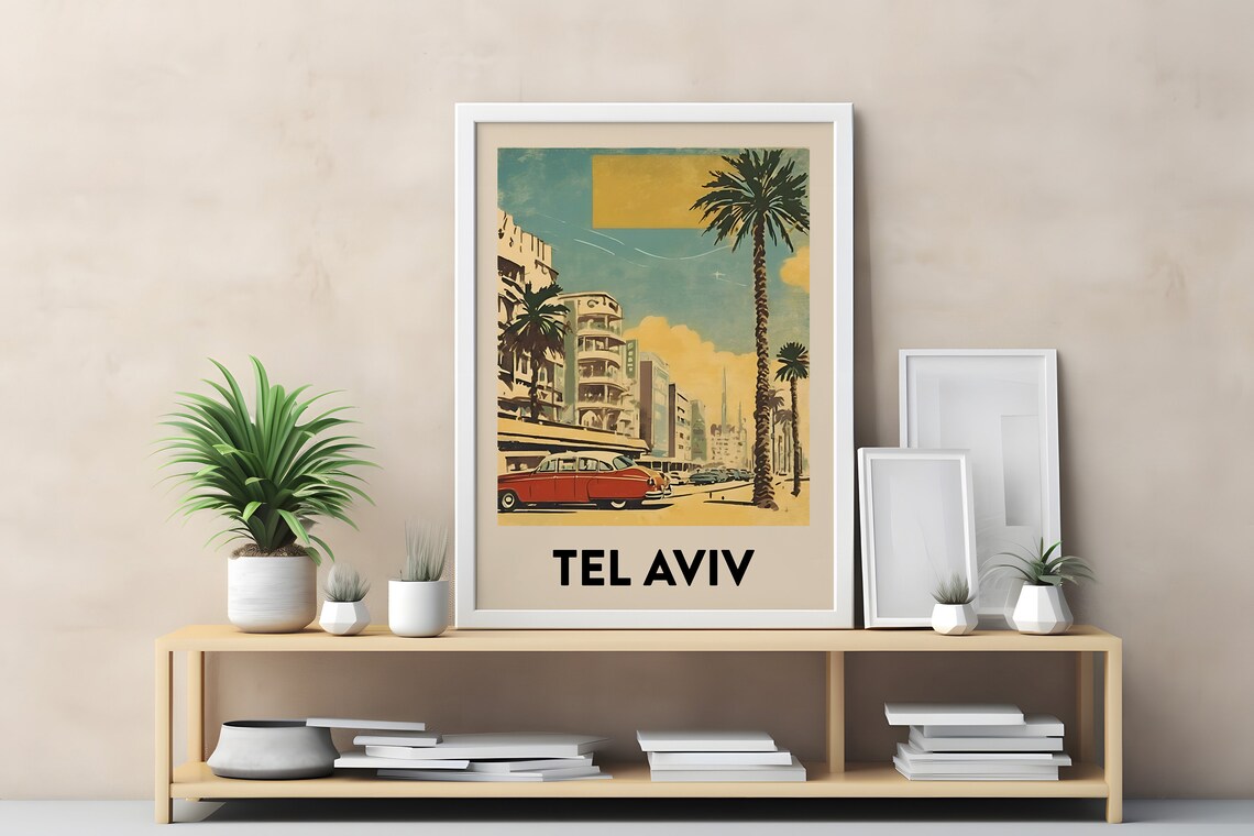Tel Aviv Vintage Travel Poster, Mid-Century Art Print - Image 4