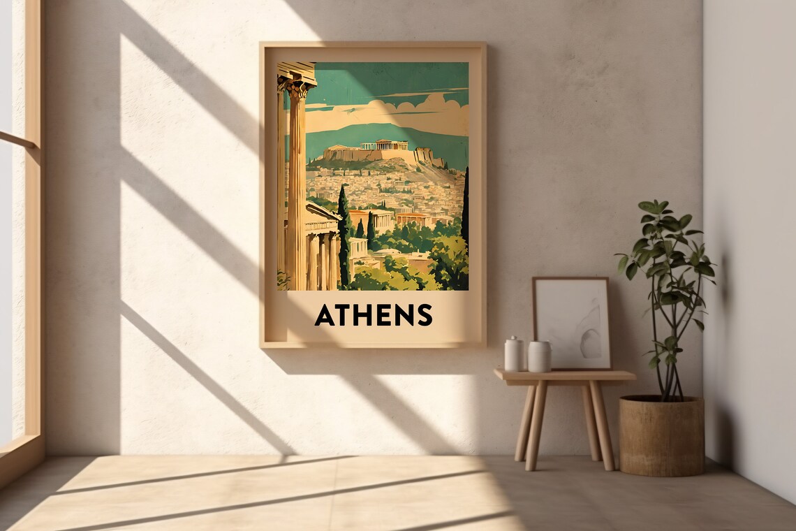 Athens Vintage Travel Poster, Greek Art Print - Image 2