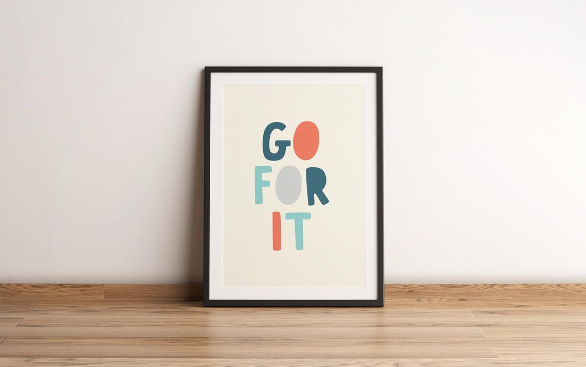 Go For It Teal and Coral Hand Lettered Motivational Quote Poster - Image 4