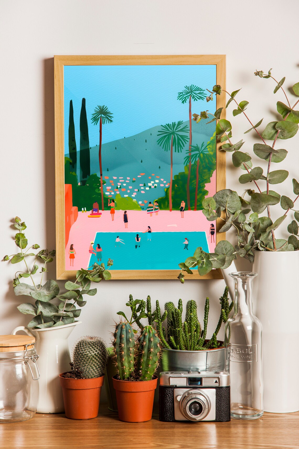 Pool Party Minimalist Gouache Painting Art Print - Image 2