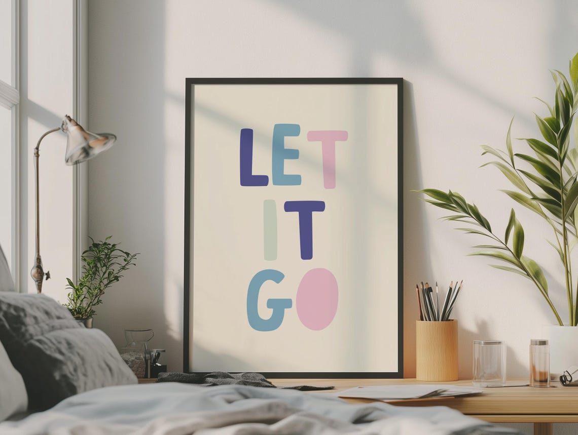 Let It Go Typography Apartment Decor Dorm Wall Art Inspirational Print Cute Boho Home Family Saying Bedroom Poster - Image 2