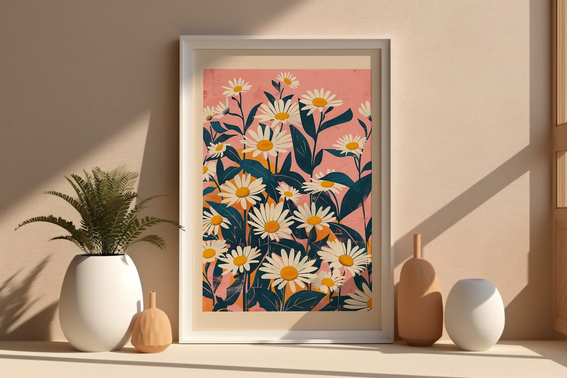 April Birth Flower Daisy Botanical Art Print - Image 4