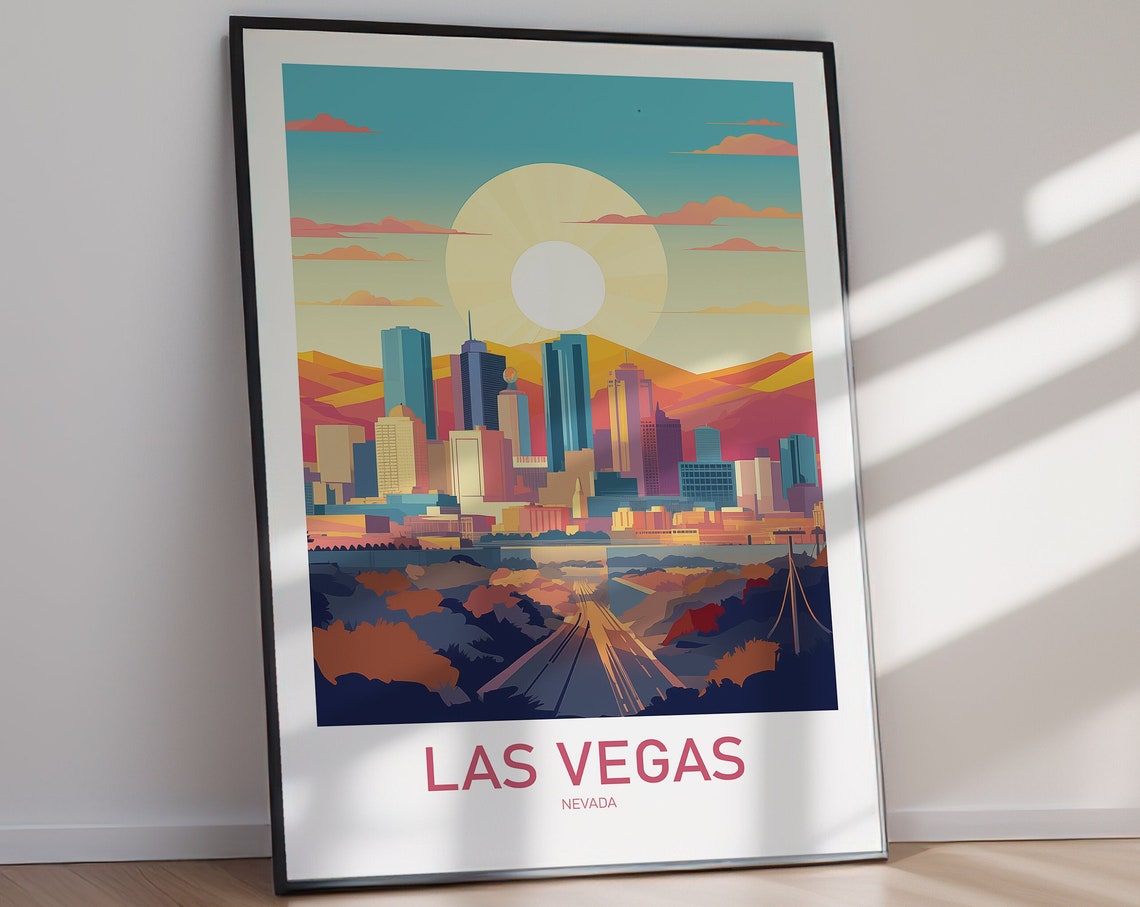 Las Vegas Nevada Skyline Desert Sunset Retro Travel Poster Artwork - Image 2