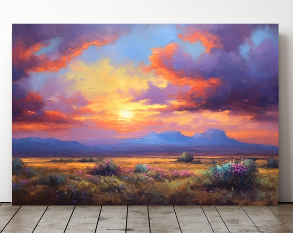 Impressionist Print On Desert Landscape Wall Art Rustic Home Decor Or Cottage Living Room Large Wall Art Housewarming Gift