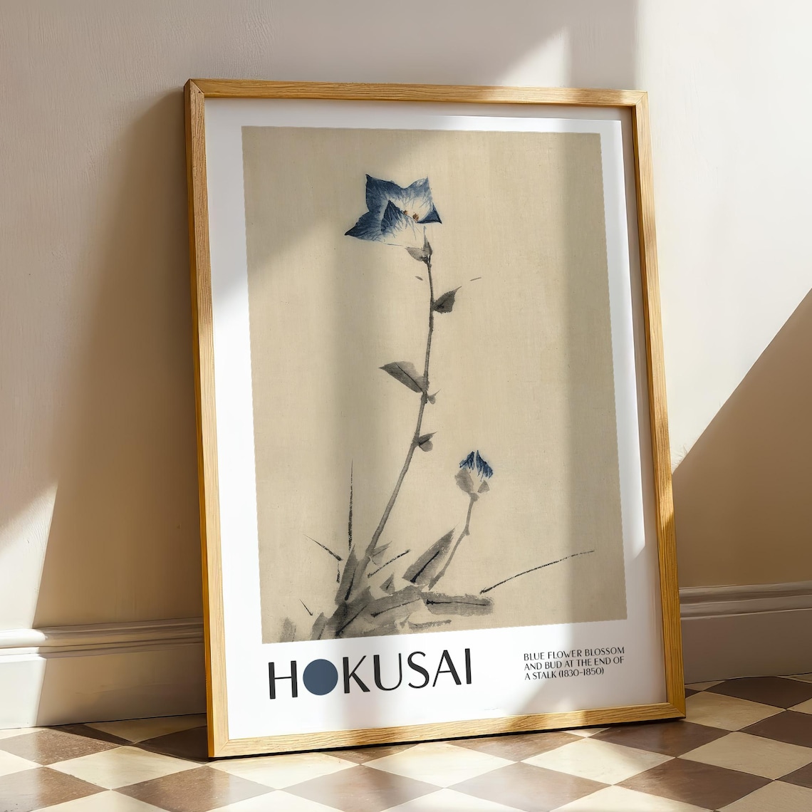 Katsushika Hokusai Blue Flower Blossom Bud, Vintage