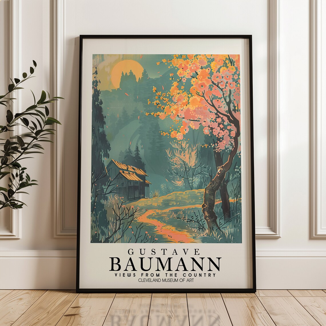 Gustave Baumann Views From The Country Moonlit Cabin Woods Poster