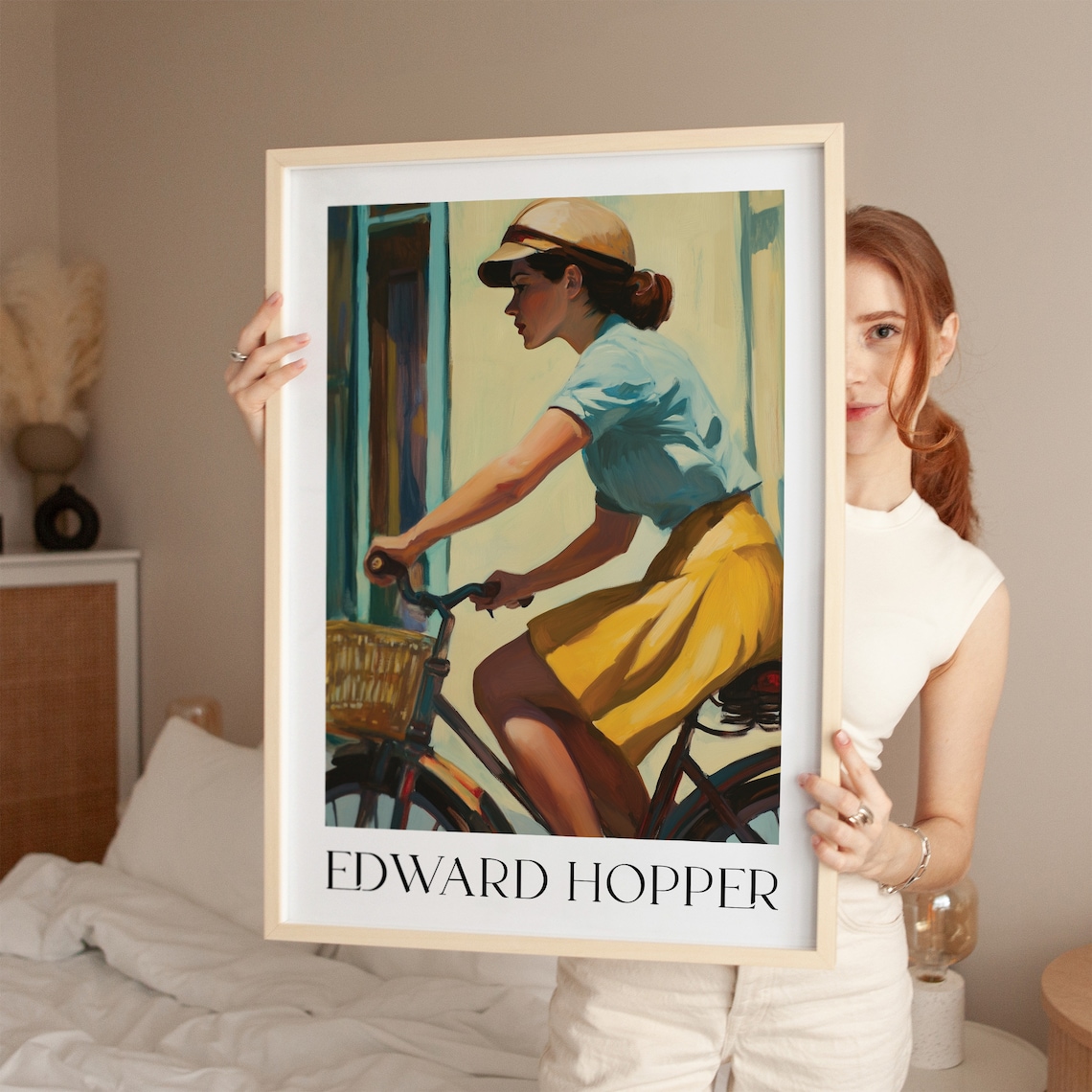 Edward Hopper Woman Riding Bicycle Vintage Classic Art Poster