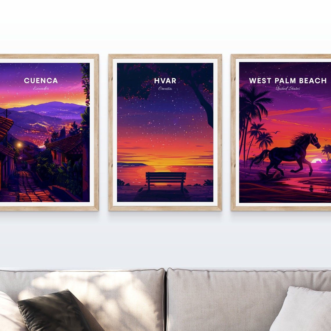 Hvar Croatia Sunset Bench Silhouette Starry Sky Sea Evening Poster - Image 4