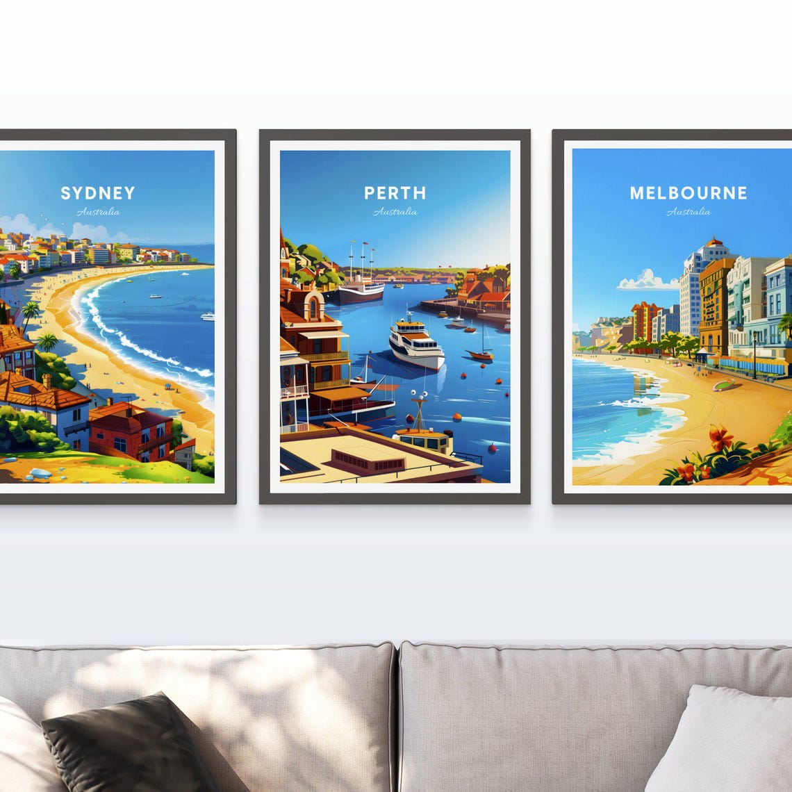 Perth Australia Scenic Waterfront Harbor Marina Travel Poster - Image 3