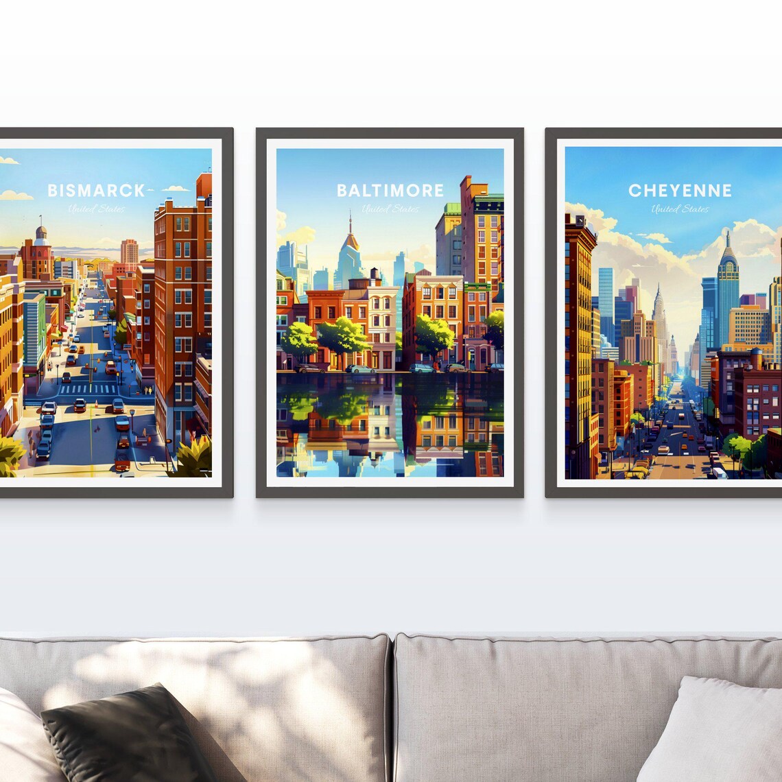 Baltimore United States Rowhouses on the Water Travel Poster - Image 3