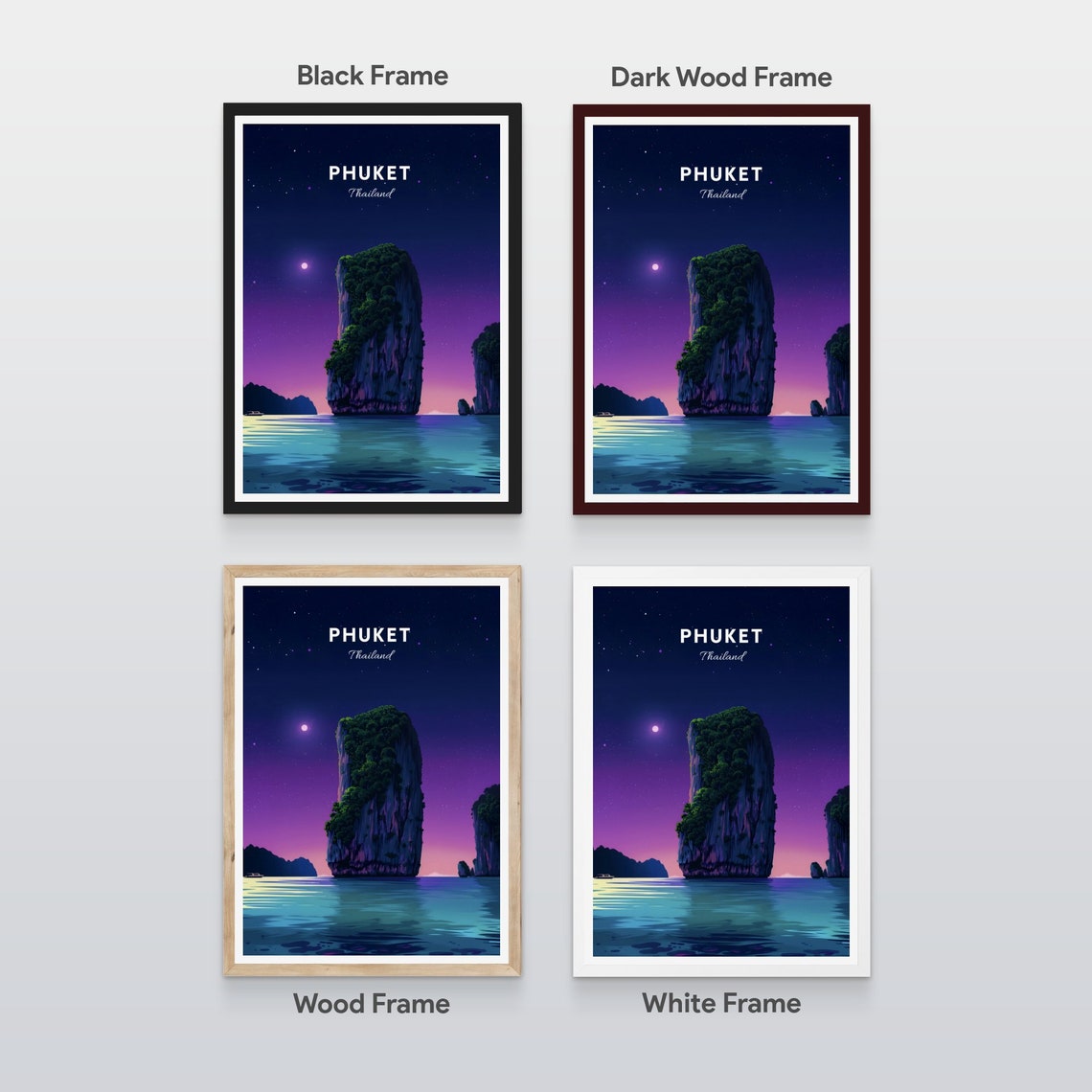 Phuket Thailand Limestone Karst Starry Night Moonlight Poster - Image 2