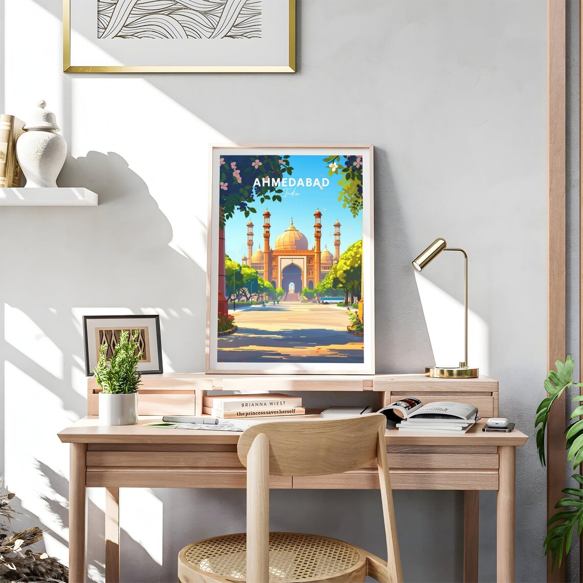 Ahmedabad India Historic Mosque Domes in Sunny Morning Light Poster - Image 4