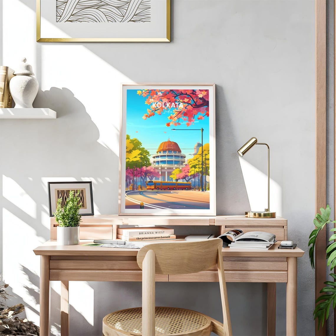 Kolkata India Domed Landmark Bus Blossom Trees Travel Poster - Image 4