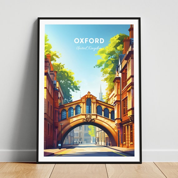 Oxford Travel Print United Kingdom Wall Art Bridge Of Sighs Oxford Poster Oxfordshire Poster Personalized Gift Custom Text