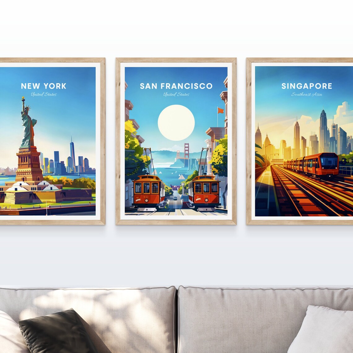 San Francisco Cable Cars Rolling Downhill Toward the Bay Poster - Image 4