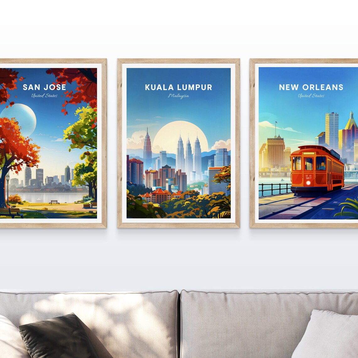 Kuala Lumpur Daytime Skyline Petronas Towers Big Sun Travel Poster - Image 4