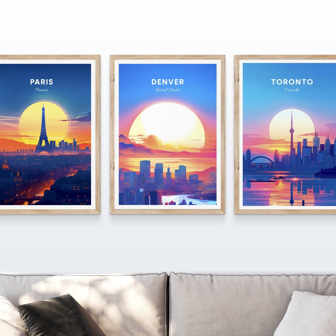 Denver Colorado Skyline Sunset With Mountains And River Travel Poster - Image 4