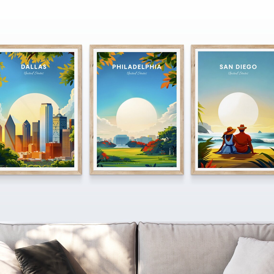 Philadelphia Pennsylvania Park Skyline Sunny Day Travel Poster - Image 4