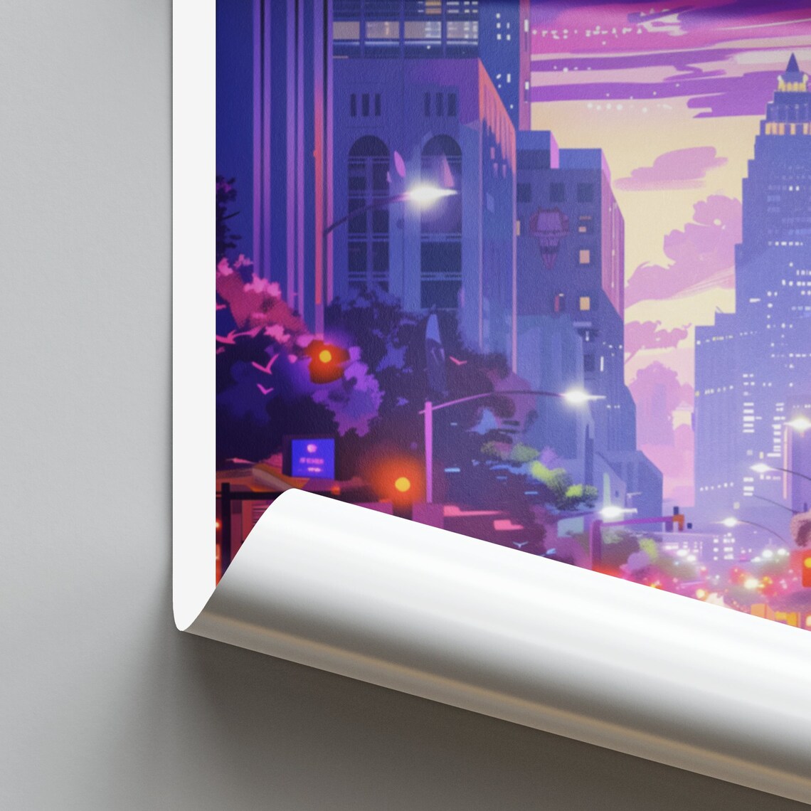 Tallahassee Florida Neon Purple Night Street City Travel Poster - Image 2