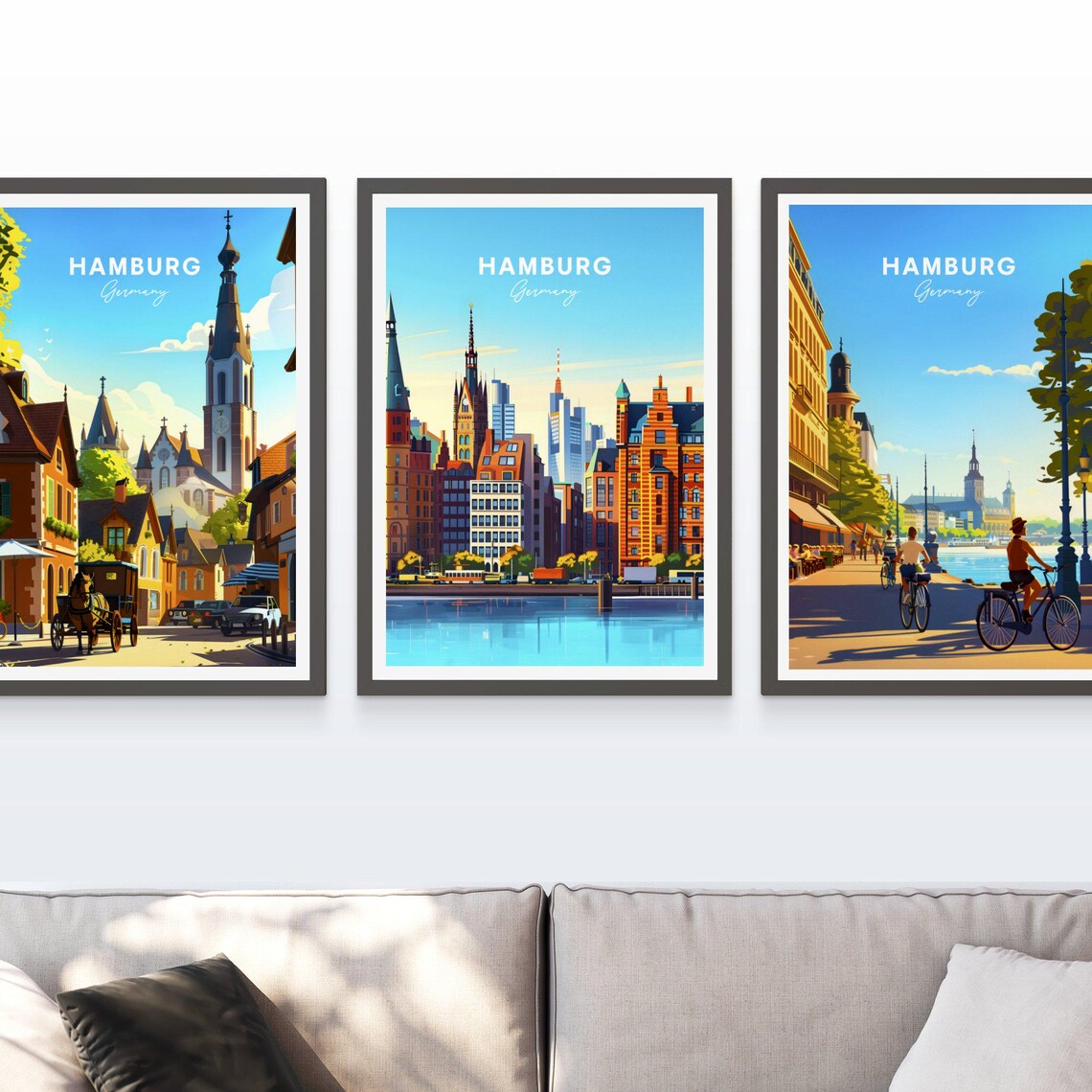 Hamburg Germany Waterfront Skyline Historic Buildings Travel Poster - Image 3