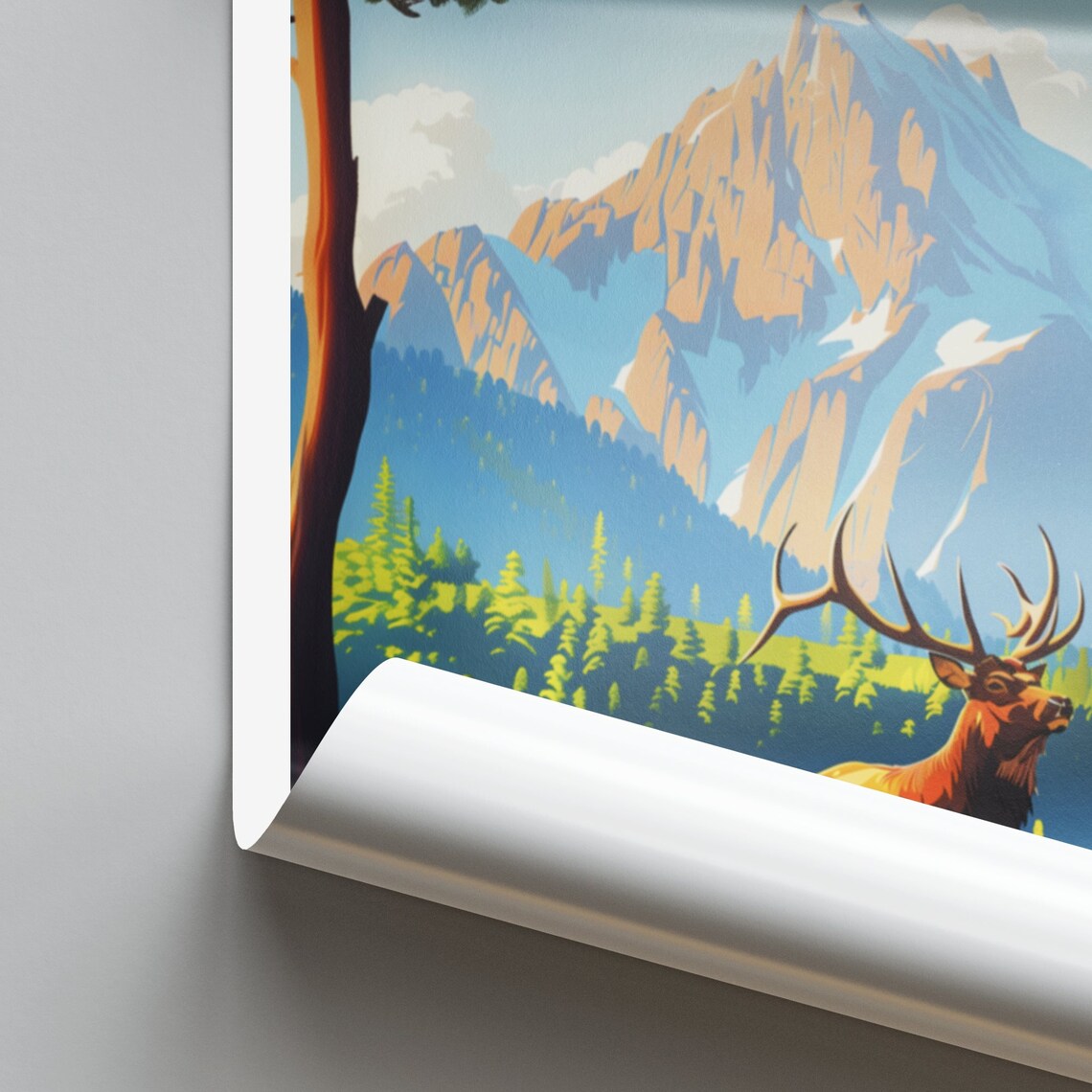 Rocky Mountain National Park Travel Poster Elk Alpine Peak Meadow Wildlife Art - Image 2