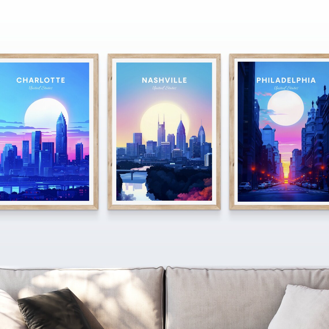 Nashville Skyline Sunrise Over the Cumberland River Travel Poster - Image 4