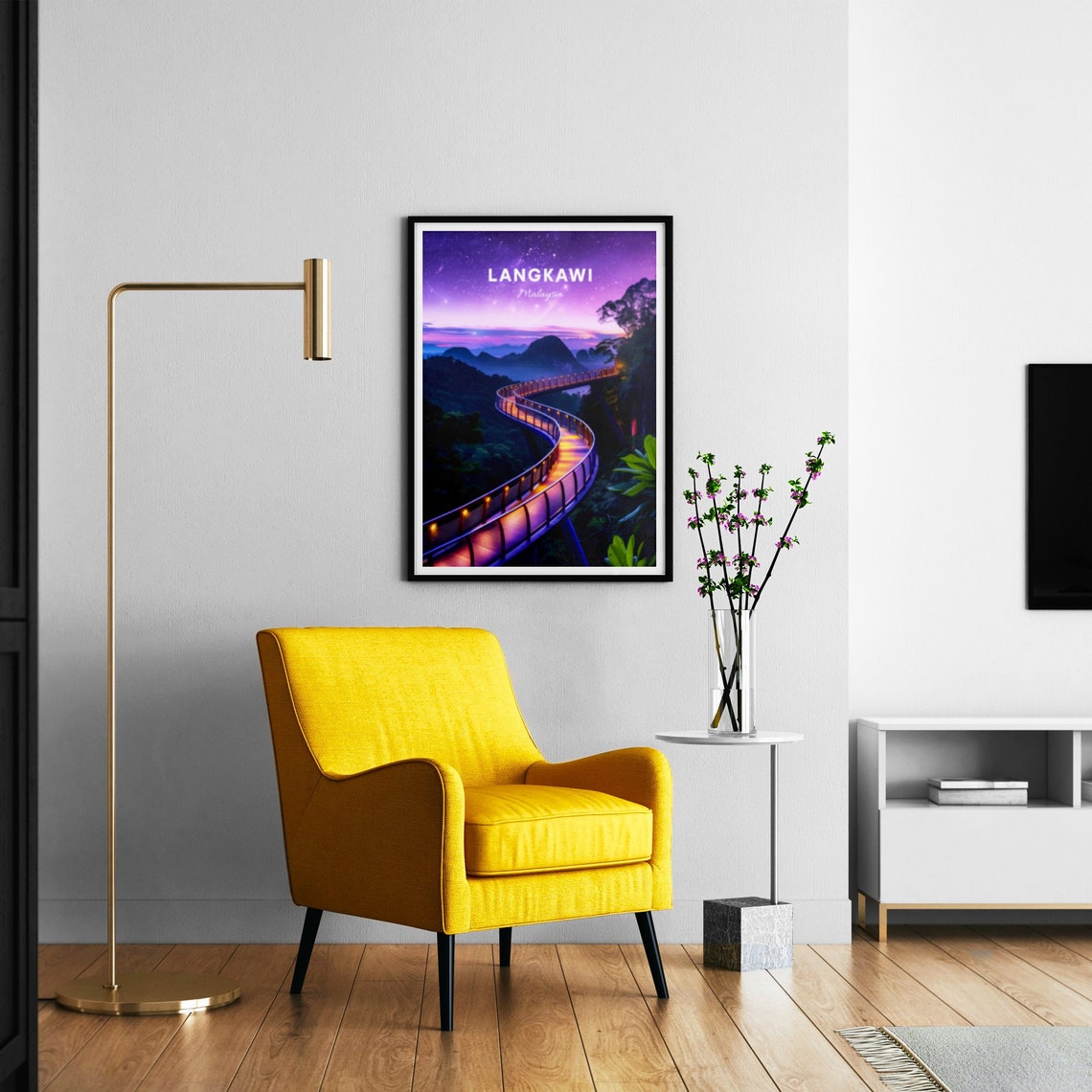 Langkawi Malaysia Sky Bridge Starry Night Jungle View Poster - Image 3