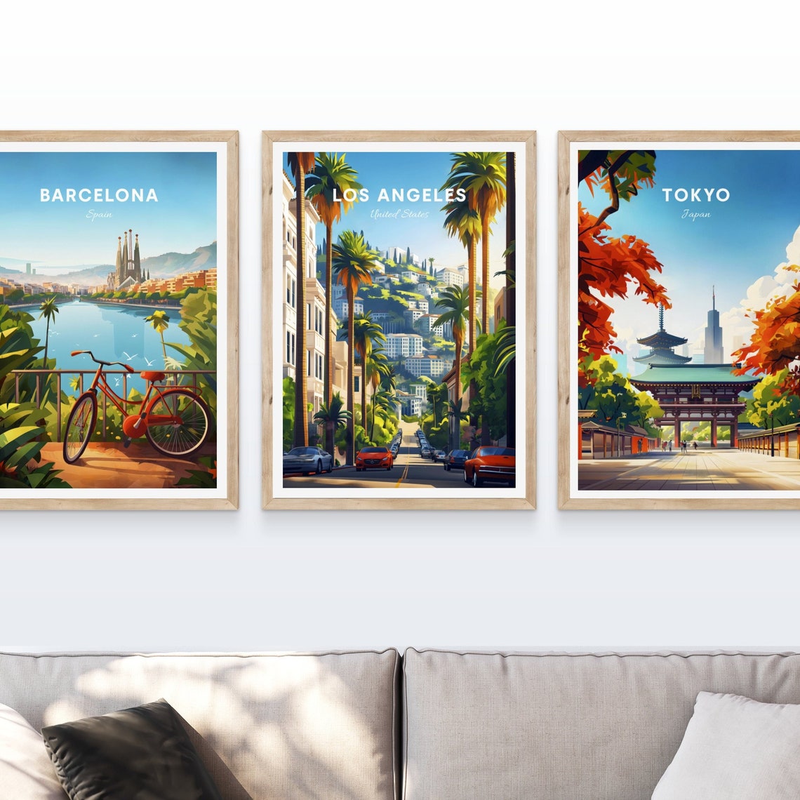 Los Angeles California Palm Lined Hillside Street Art Poster - Image 3