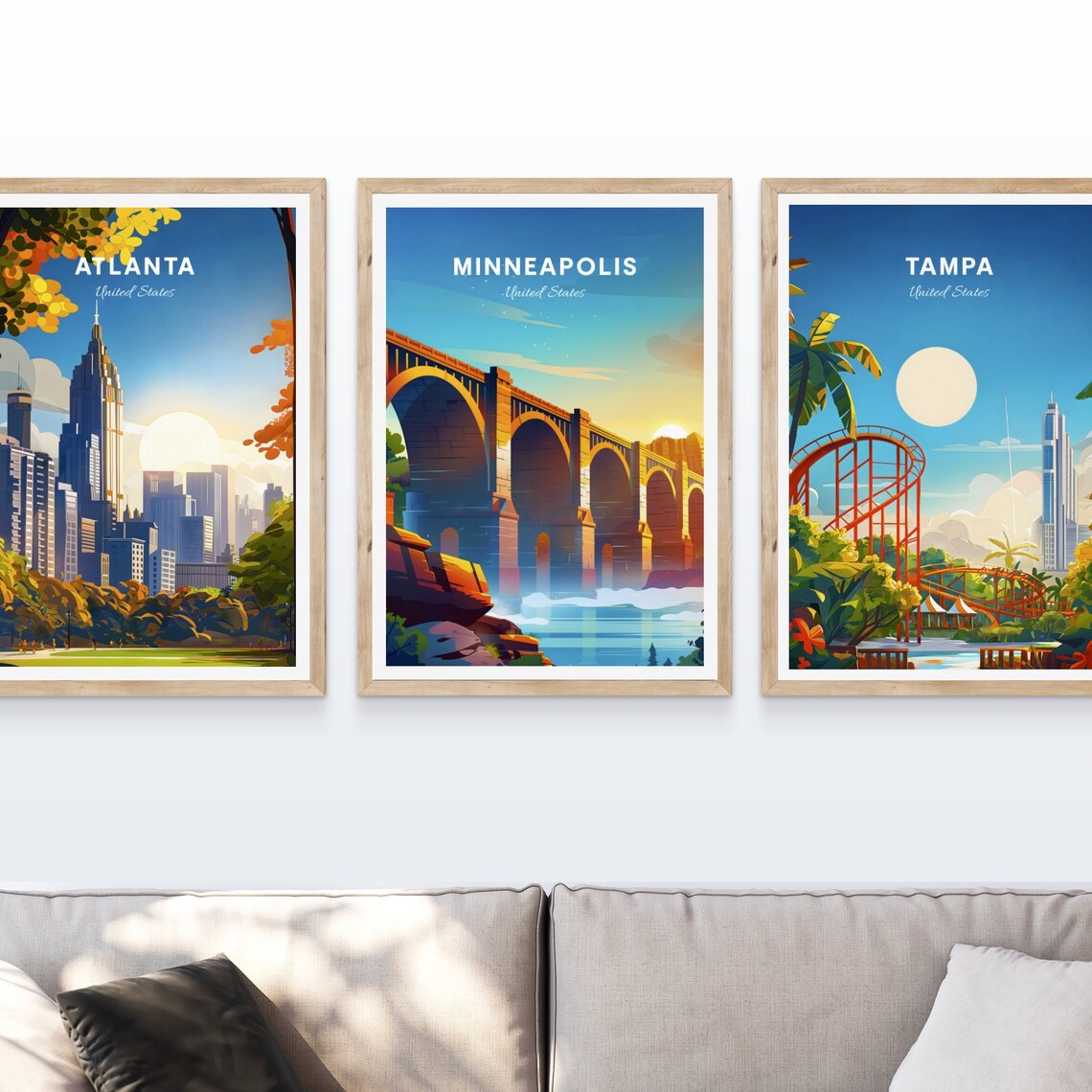 Minneapolis Minnesota Stone Arch Bridge Golden Sunset Travel Poster - Image 4