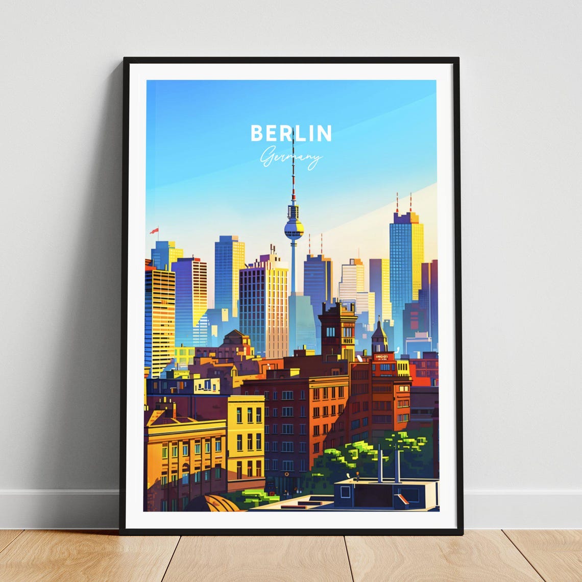 Berlin Germany TV Tower Downtown Skyline City View Scene Poster