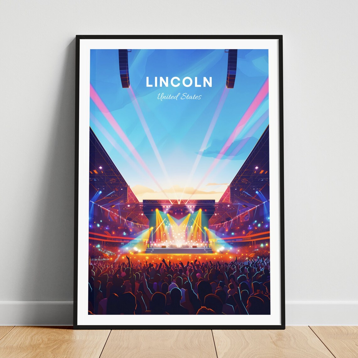 Lincoln United States Stadium Concert Crowd Stage Lights Night Poster