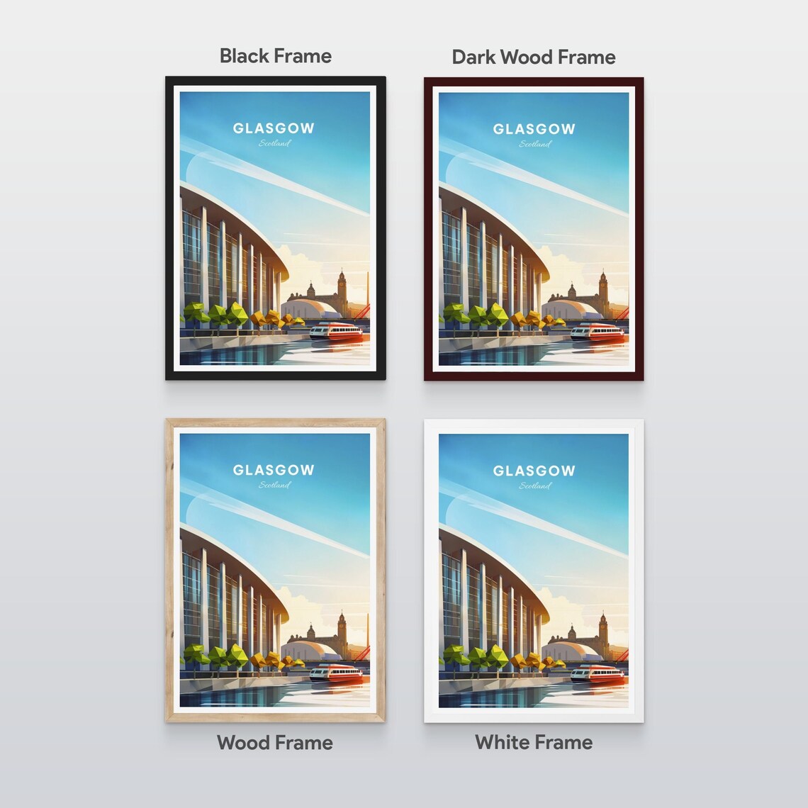 Glasgow Scotland Concert Hall Waterfront Ferry Travel Poster - Image 2