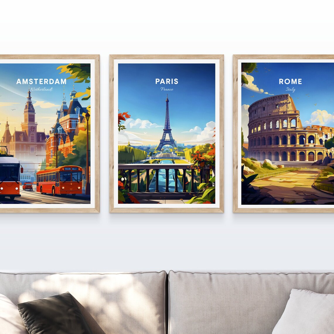 Paris France Eiffel Tower Terrace Garden View Vintage Travel Poster - Image 3
