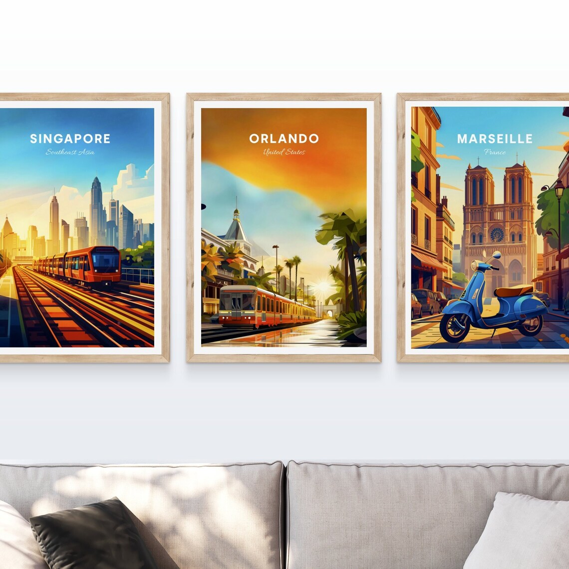 Orlando Red Train Sunrise City Palm Avenue Vintage Travel Poster - Image 4