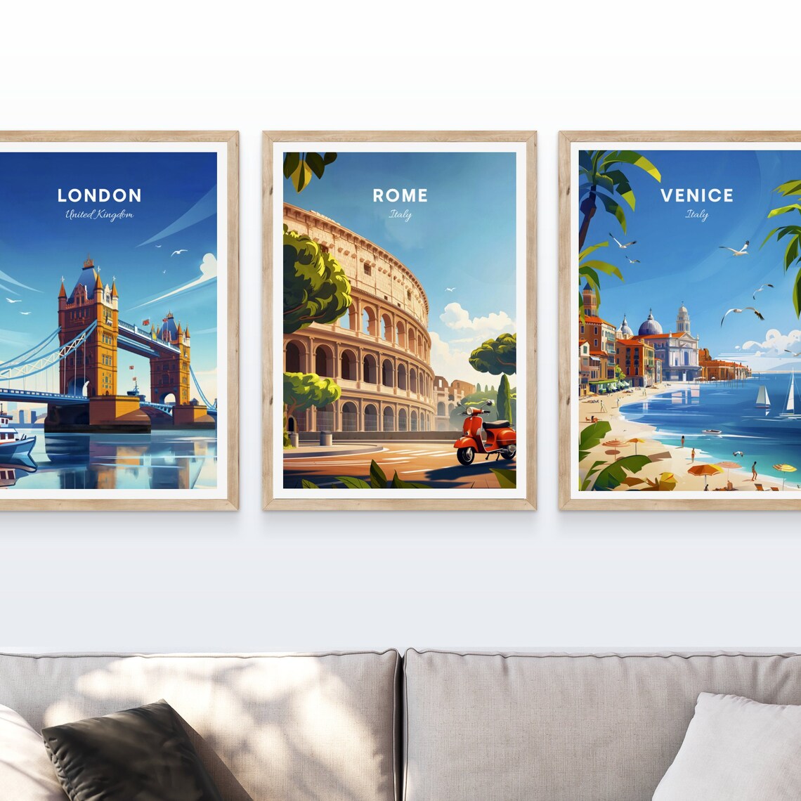Rome Italy Colosseum Red Vespa Scooter Street Scene Travel Poster - Image 3