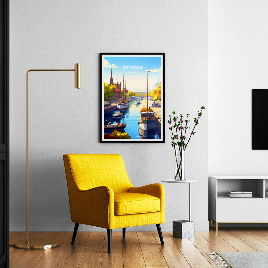 Ottawa Canada Canal Boats Church Spires Autumn Trees Travel Poster - Image 3