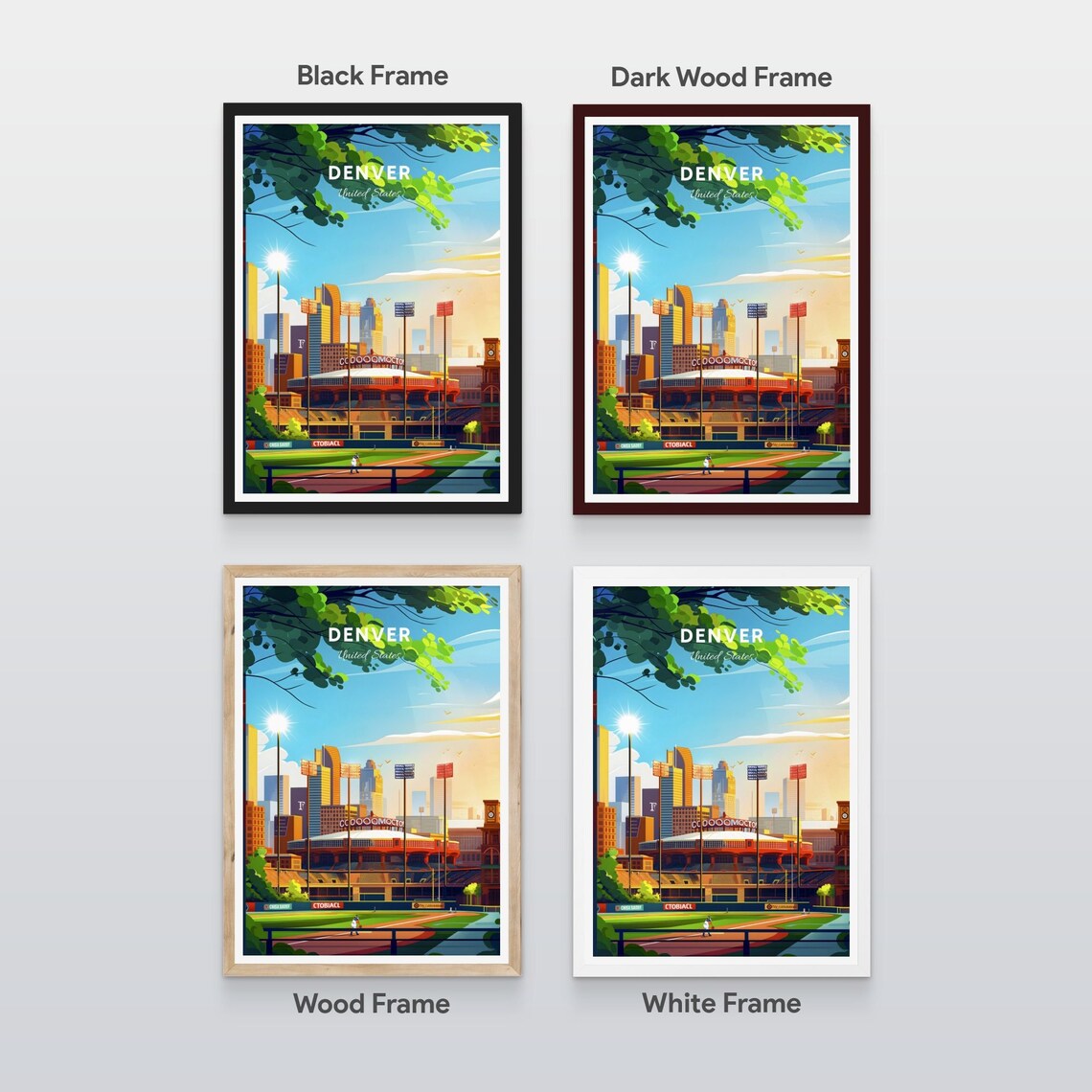 Denver Colorado Baseball Stadium Daytime Skyline Sports Travel Poster - Image 2