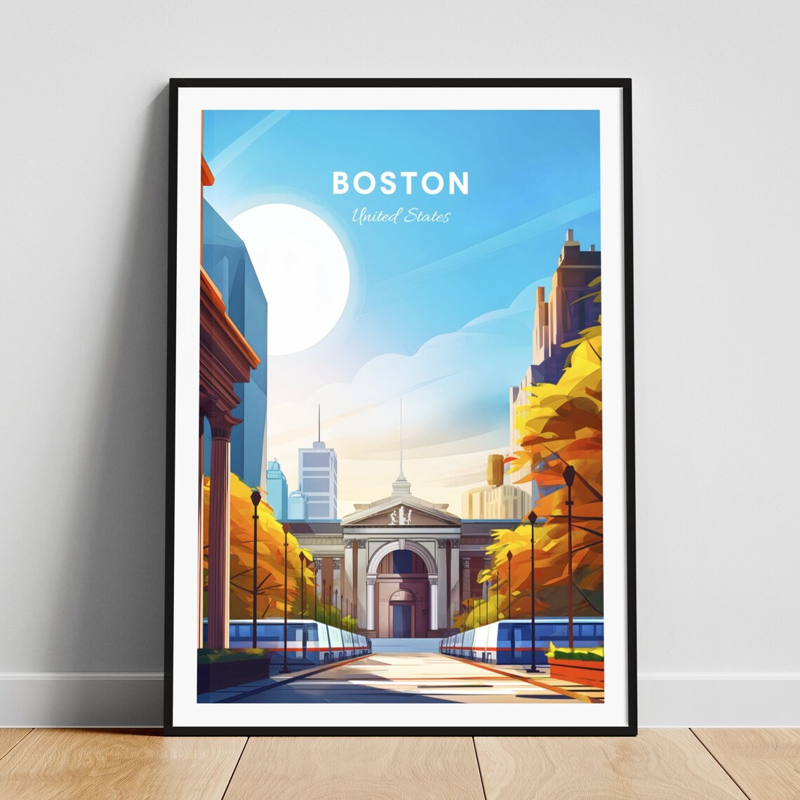 Boston Historic Train Station Buses City Gateway Vintage Travel Poster
