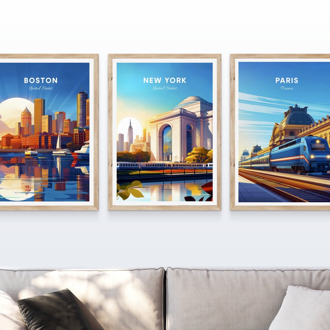 New York Grand Train Hall Sunrise Columns Vintage Travel Poster - Image 4