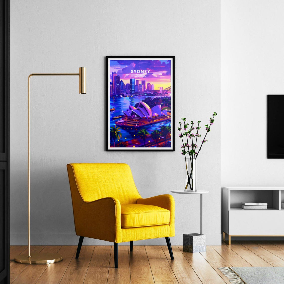Sydney Australia Opera House Harbor Sunset Illustration Poster - Image 2
