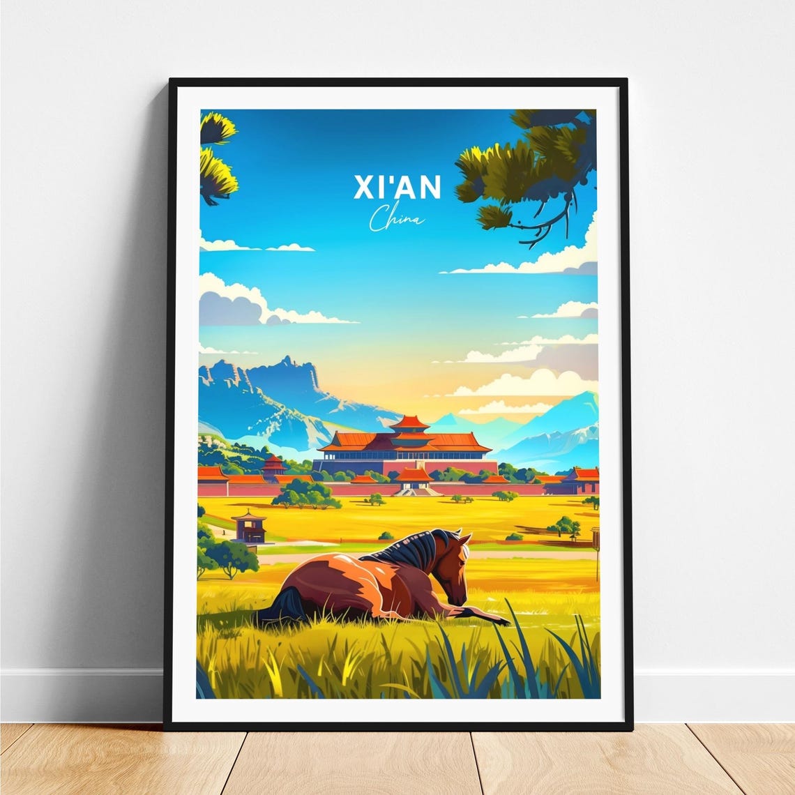 Xi'an China Scenic Imperial Palace Horse Golden Field Poster