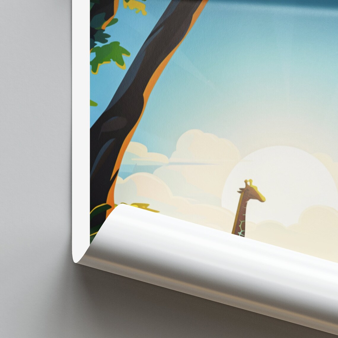Lincoln United States Zoo Giraffe Family Sunset Wildlife Travel Poster - Image 2