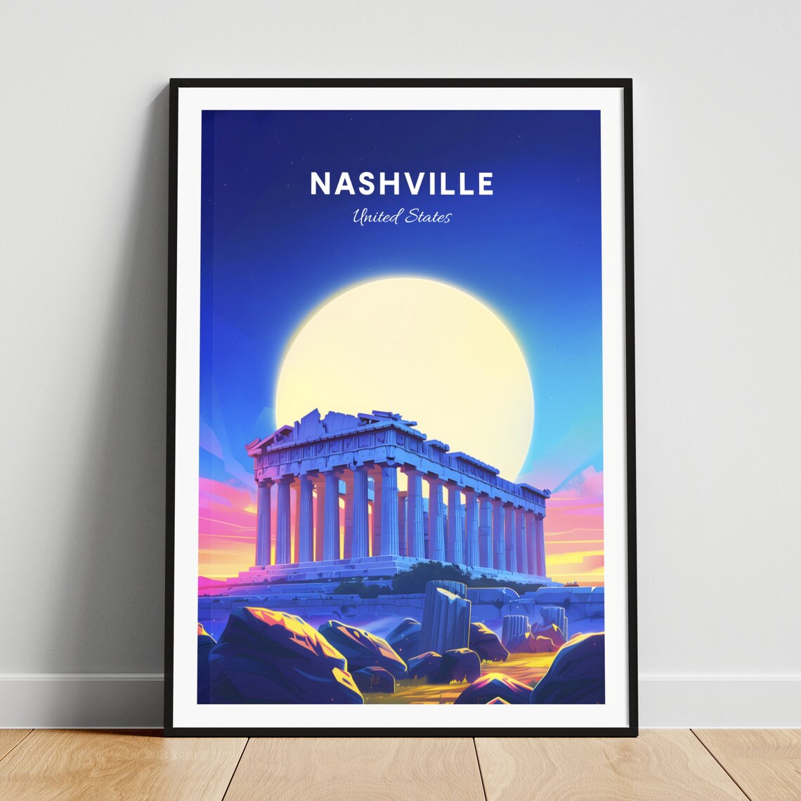 Nashville Tennessee Parthenon Replica Against a Giant Sun Poster