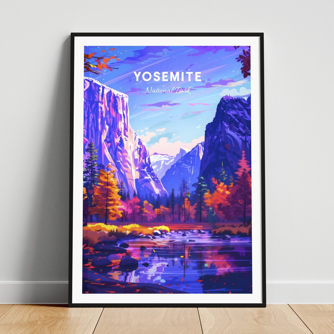 Yosemite National Park Towering Granite Cliffs Autumn Valley Poster