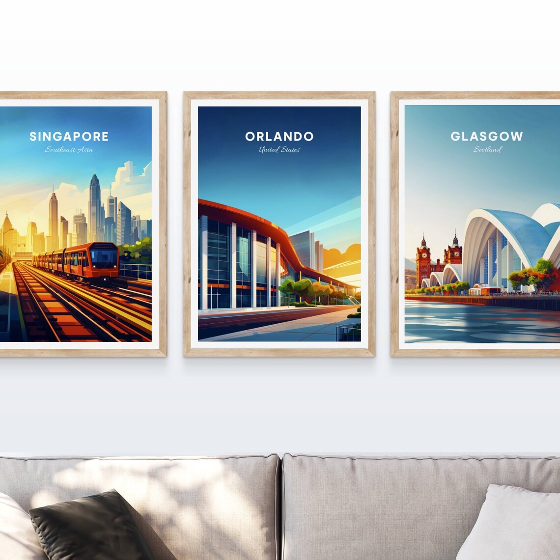 Orlando Modern Arena Curved Roof Sunset Glow Vintage Travel Poster - Image 4