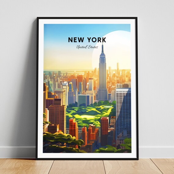 New York City Skyline Sunrise Empire State Building Travel Poster